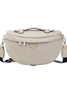 Cream Crossbody Saddle Bag with Contrast Trim